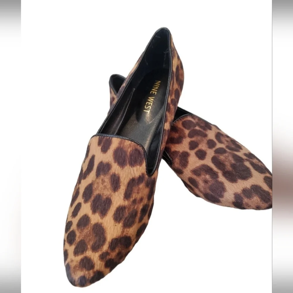 Nine West Leopard Print Pointed Toe Flats - Brown